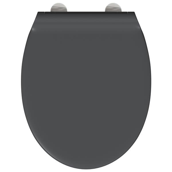 Grote foto vidaxl toiletbril soft close met quick release duroplast antraciet doe het zelf en verbouw sanitair