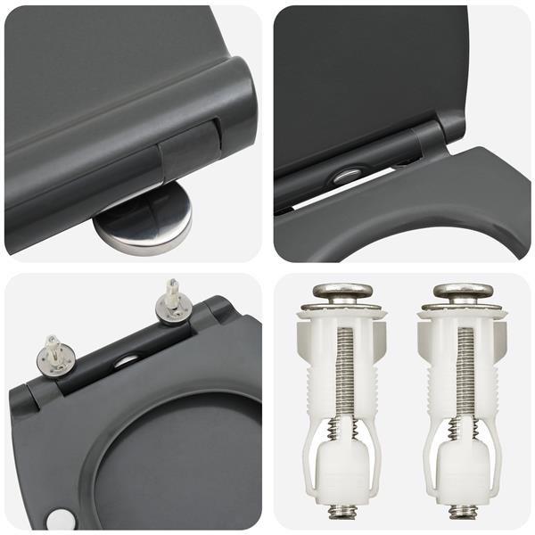 Grote foto vidaxl toiletbril soft close met quick release duroplast antraciet doe het zelf en verbouw sanitair