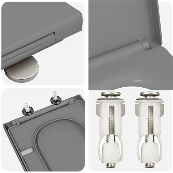 Grote foto vidaxl toiletbril soft close met quick release duroplast grijs doe het zelf en verbouw sanitair