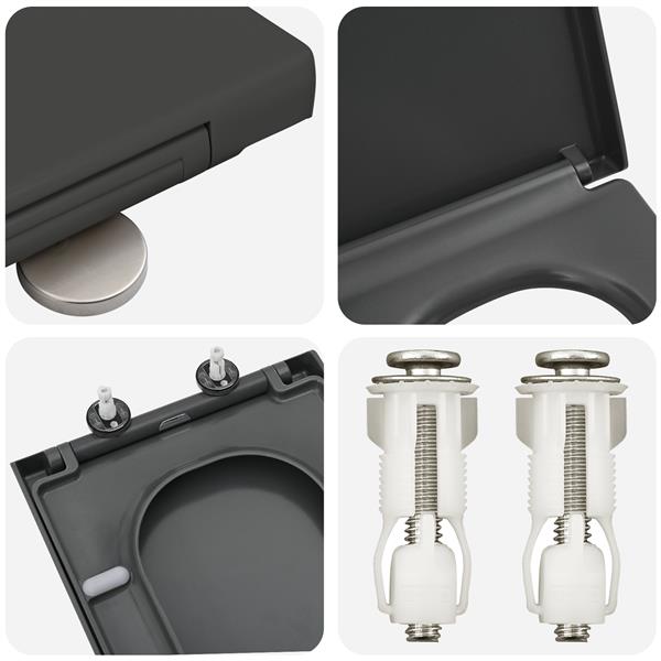 Grote foto vidaxl toiletbril soft close met quick release duroplast antraciet doe het zelf en verbouw sanitair