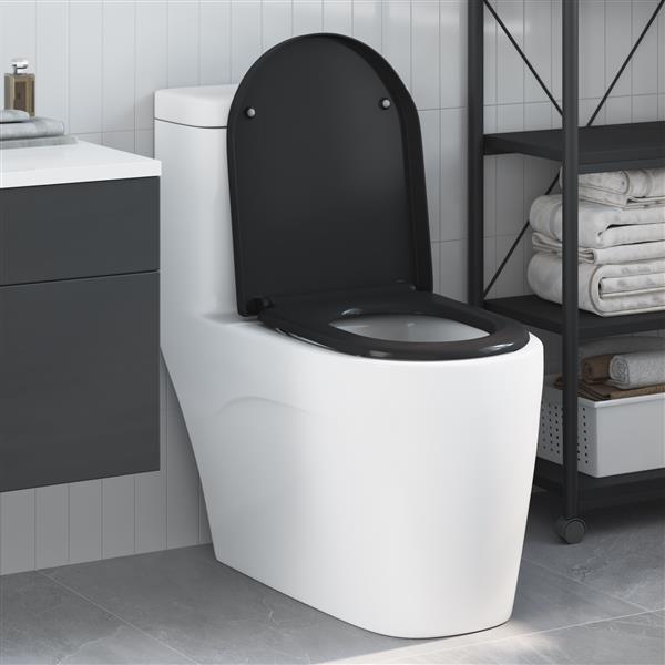 Grote foto vidaxl toiletbril soft close met quick release duroplast zwart doe het zelf en verbouw sanitair