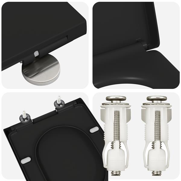Grote foto vidaxl toiletbril soft close met quick release duroplast zwart doe het zelf en verbouw sanitair