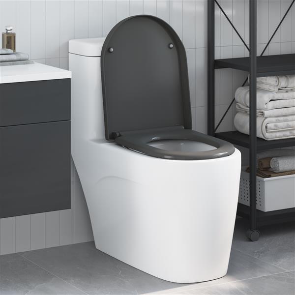 Grote foto vidaxl toiletbril soft close met quick release duroplast antraciet doe het zelf en verbouw sanitair