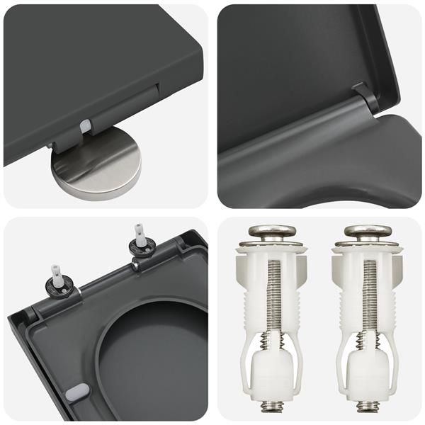 Grote foto vidaxl toiletbril soft close met quick release duroplast antraciet doe het zelf en verbouw sanitair
