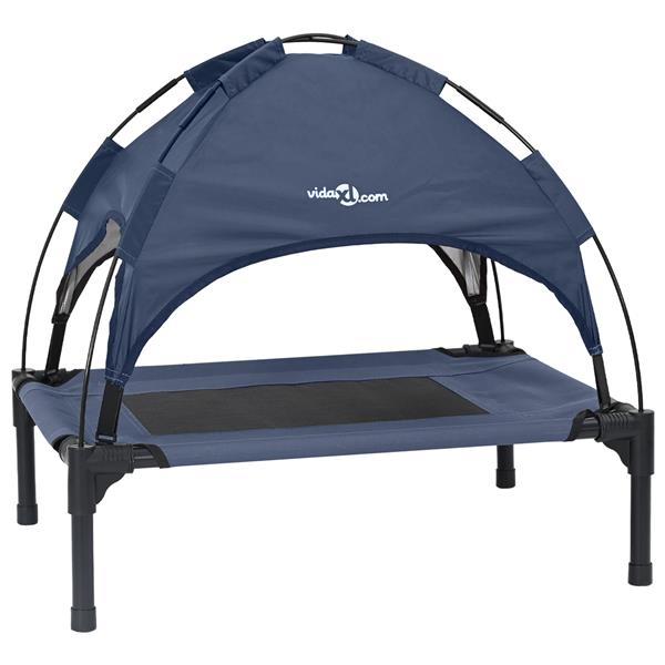 Grote foto vidaxl verhoogd hondenbed marineblauw staal doek 76 x 62 x 70.5 cm dieren en toebehoren toebehoren