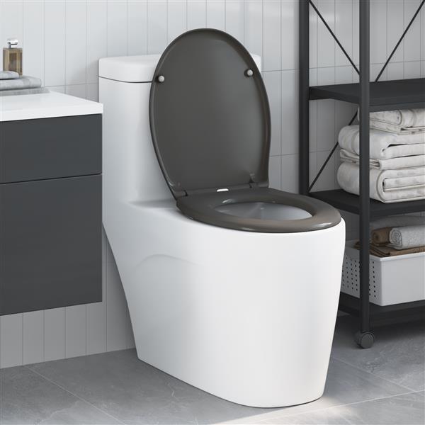 Grote foto vidaxl toiletbril soft close met quick release duroplast antraciet doe het zelf en verbouw sanitair