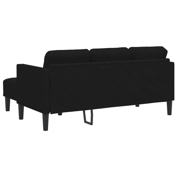 Grote foto vidaxl bank 3 zits met poef l vormig 160 cm fluweel zwart huis en inrichting bankstellen