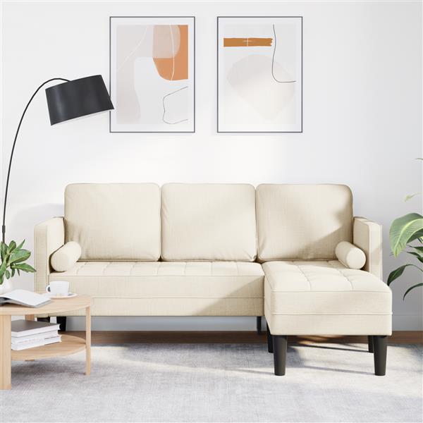 Grote foto vidaxl bank 3 zits l vormig 160 cm linnen huis en inrichting bankstellen
