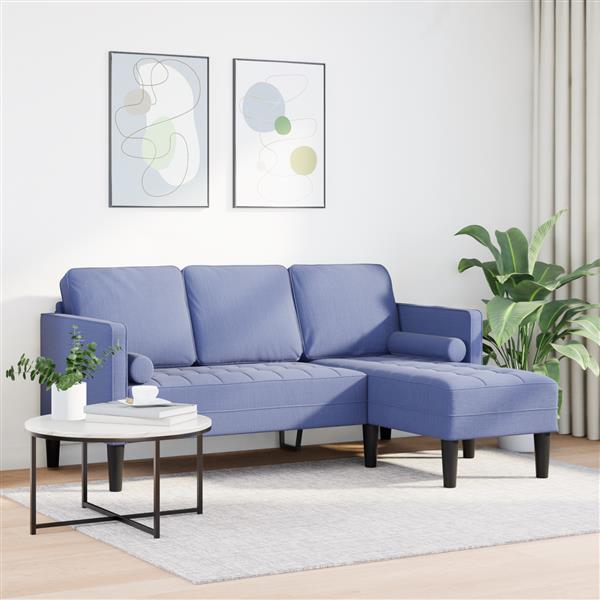 Grote foto vidaxl bank 3 zits l vormig 160 cm stof jeansblauw huis en inrichting bankstellen