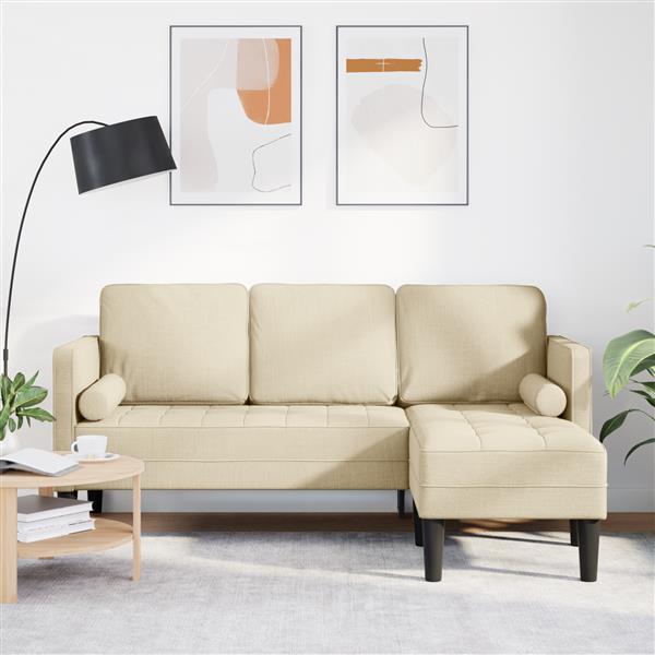 Grote foto vidaxl bank 3 zits l vormig 160 cm stof cr mekleurig huis en inrichting bankstellen
