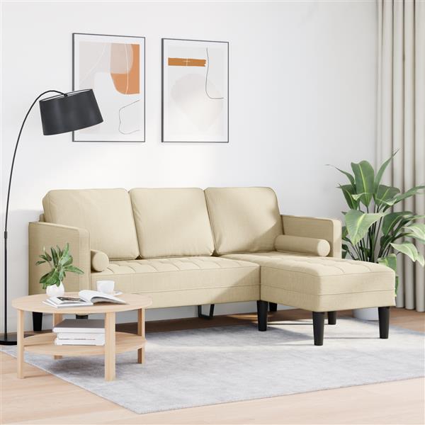 Grote foto vidaxl bank 3 zits l vormig 160 cm stof cr mekleurig huis en inrichting bankstellen
