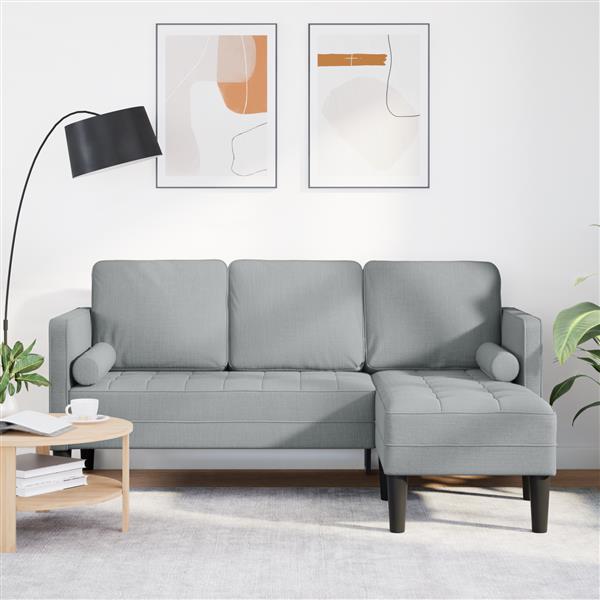 Grote foto vidaxl bank 3 zits l vormig 160 cm stof lichtgrijs huis en inrichting bankstellen
