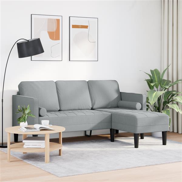 Grote foto vidaxl bank 3 zits l vormig 160 cm stof lichtgrijs huis en inrichting bankstellen