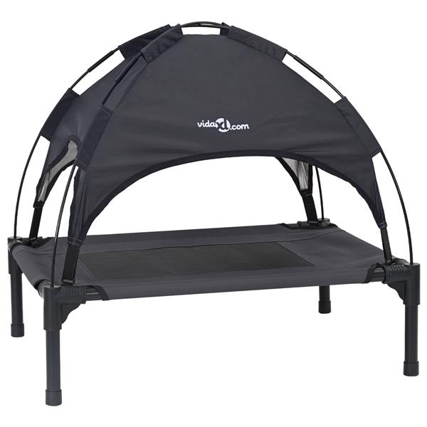 Grote foto vidaxl verhoogd hondenbed zwart polyester stof metalen frame dieren en toebehoren toebehoren