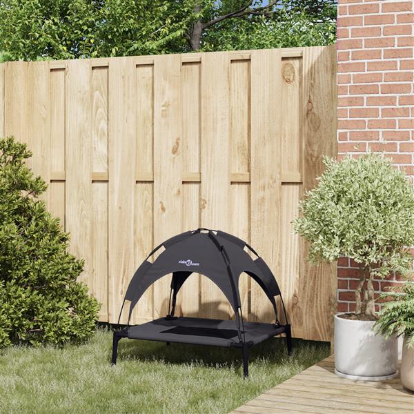 Grote foto vidaxl verhoogd hondenbed zwart polyester stof metalen frame dieren en toebehoren toebehoren