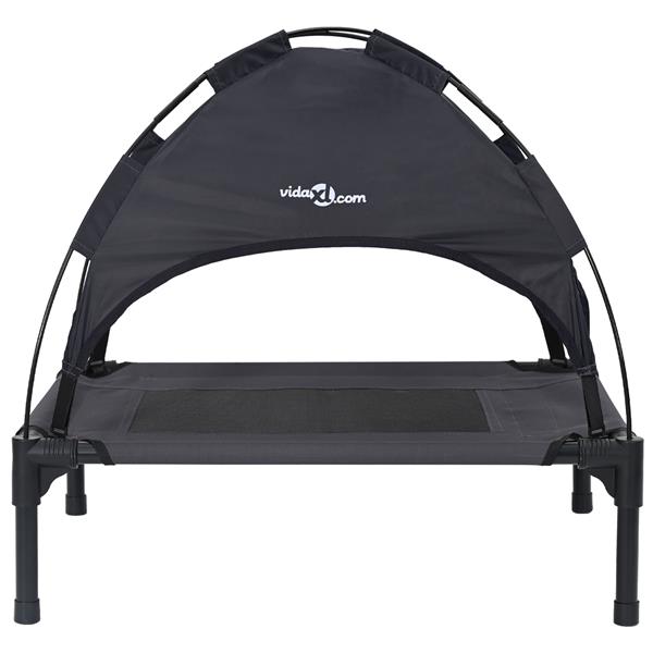 Grote foto vidaxl verhoogd hondenbed zwart polyester stof metalen frame dieren en toebehoren toebehoren