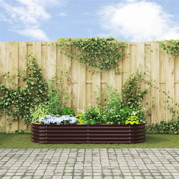 Grote foto vidaxl plantenbak verhoogd 240x80x44 cm gegalvaniseerd staal bruin tuin en terras overige tuin en terras