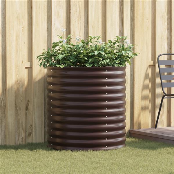 Grote foto vidaxl plantenbak verhoogd 80x80x81 cm gegalvaniseerd staal bruin tuin en terras overige tuin en terras
