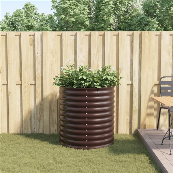 Grote foto vidaxl plantenbak verhoogd 80x80x81 cm gegalvaniseerd staal bruin tuin en terras overige tuin en terras