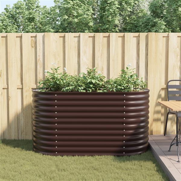 Grote foto vidaxl plantenbak verhoogd 160x80x81 cm gegalvaniseerd staal bruin tuin en terras overige tuin en terras