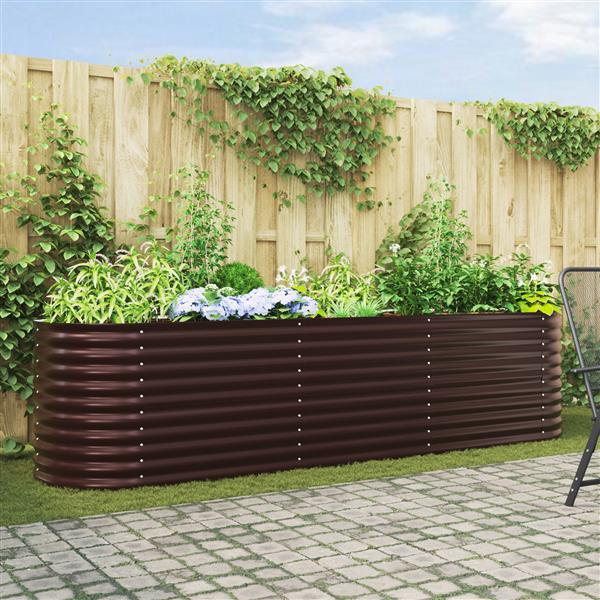 Grote foto vidaxl plantenbak verhoogd 320x80x81 cm gegalvaniseerd staal bruin tuin en terras overige tuin en terras