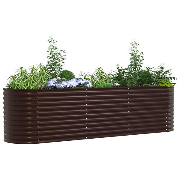 Grote foto vidaxl plantenbak verhoogd 320x80x81 cm gegalvaniseerd staal bruin tuin en terras overige tuin en terras