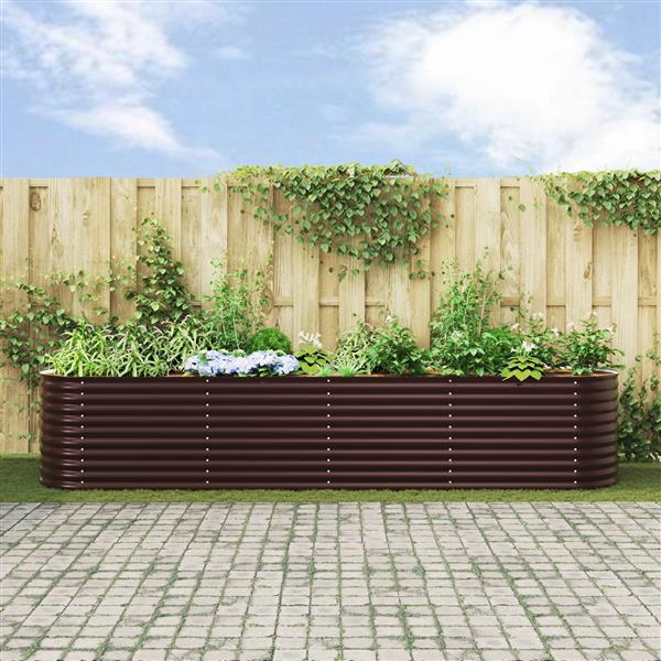 Grote foto vidaxl plantenbak verhoogd 400x80x81 cm gegalvaniseerd staal bruin tuin en terras overige tuin en terras