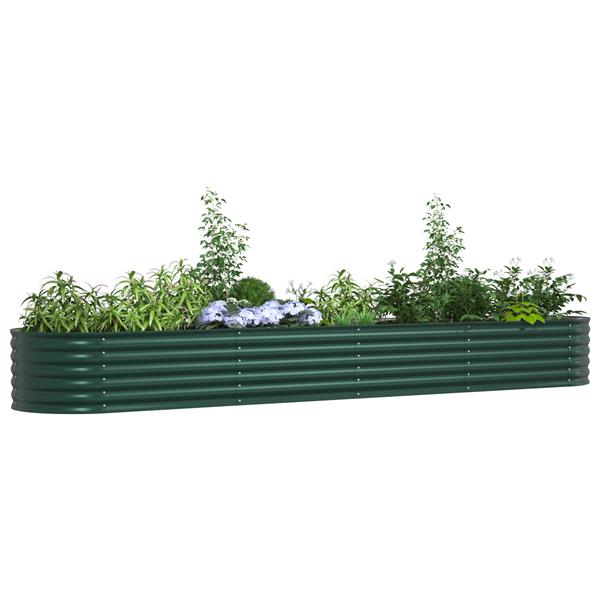 Grote foto vidaxl plantenbak verhoogd 400x80x44 cm gegalvaniseerd staal groen tuin en terras overige tuin en terras