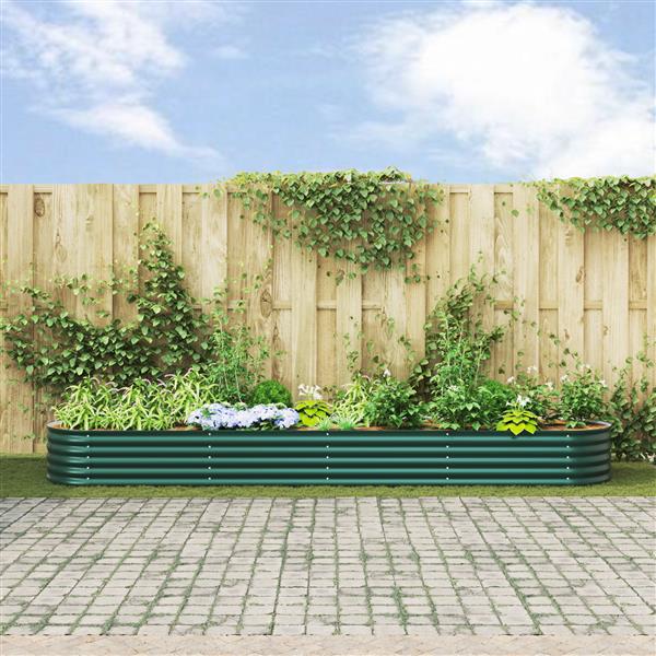 Grote foto vidaxl plantenbak verhoogd 400x80x44 cm gegalvaniseerd staal groen tuin en terras overige tuin en terras