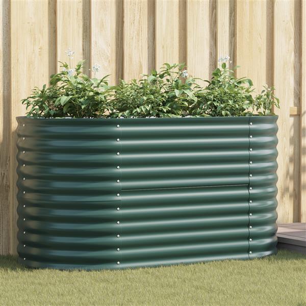 Grote foto vidaxl plantenbak verhoogd 160x80x81 cm gegalvaniseerd staal groen tuin en terras overige tuin en terras