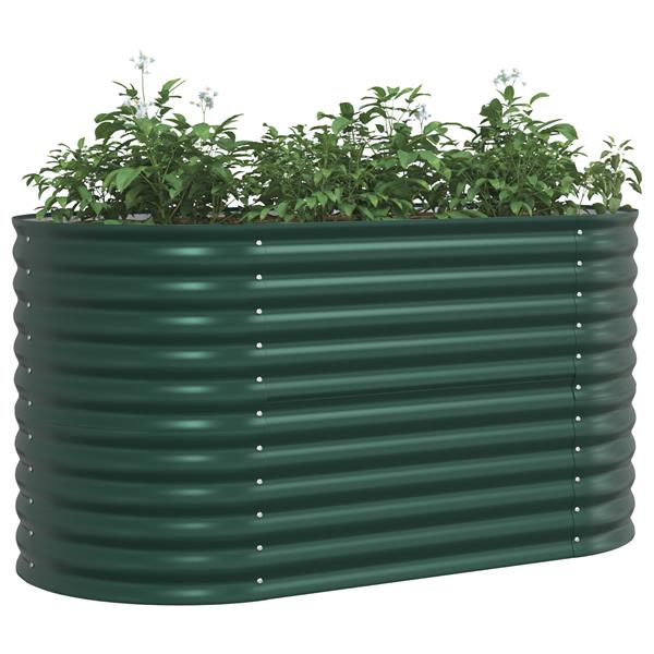 Grote foto vidaxl plantenbak verhoogd 160x80x81 cm gegalvaniseerd staal groen tuin en terras overige tuin en terras