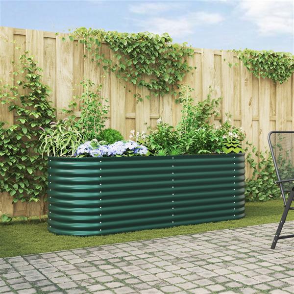 Grote foto vidaxl plantenbak verhoogd 240x80x81 cm gegalvaniseerd staal groen tuin en terras overige tuin en terras