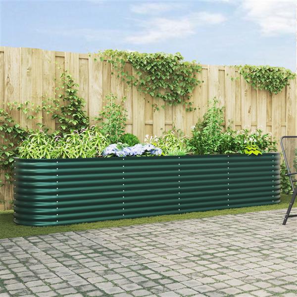 Grote foto vidaxl plantenbak verhoogd 400x80x81 cm gegalvaniseerd staal groen tuin en terras overige tuin en terras