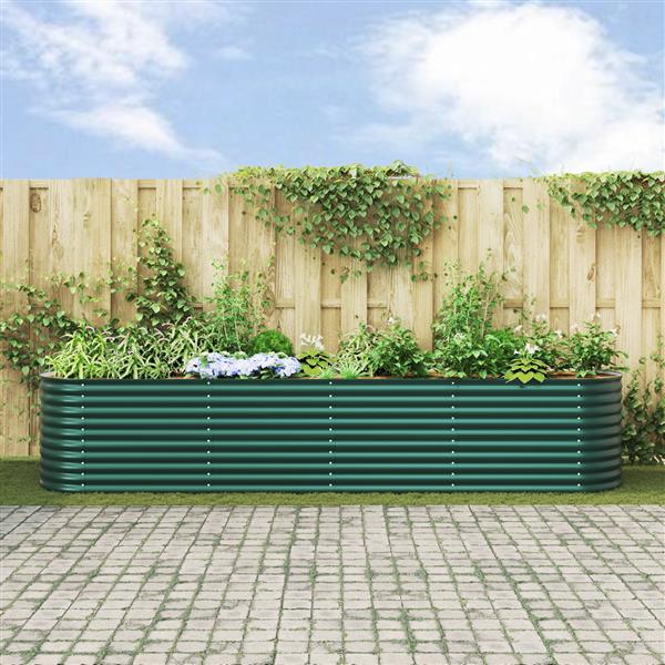 Grote foto vidaxl plantenbak verhoogd 400x80x81 cm gegalvaniseerd staal groen tuin en terras overige tuin en terras