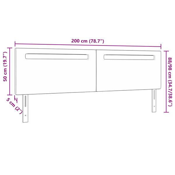 Grote foto vidaxl hoofdbord effen 200 cm kunstleer grijs antiek en kunst stoelen en banken