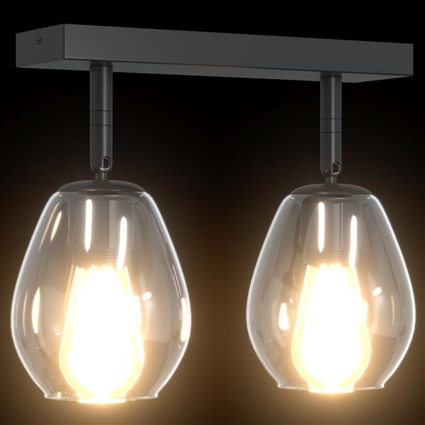 Grote foto vidaxl plafondlamp met verstelbare glazen lampenkap e27 antraciet huis en inrichting overige