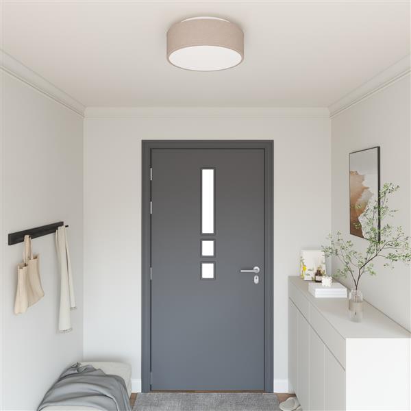 Grote foto vidaxl plafondlamp vlakke montage 38 cm e27 stof taupe huis en inrichting overige