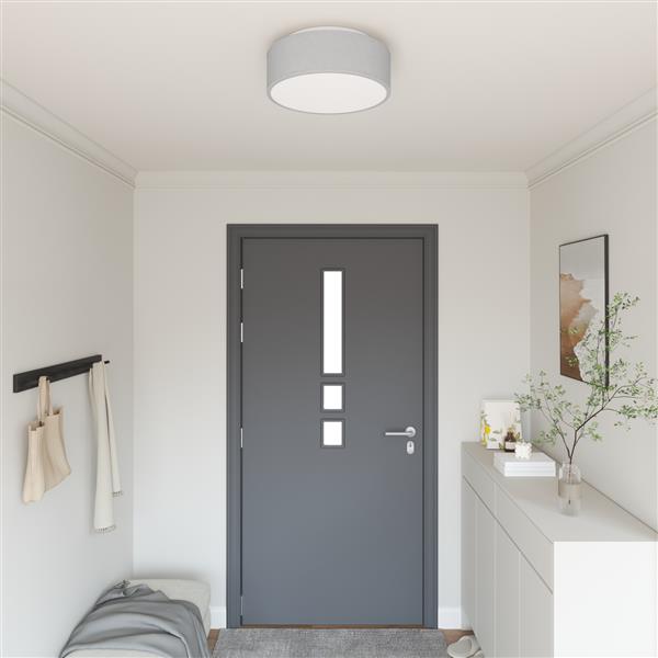 Grote foto vidaxl plafondlamp vlakke montage 38 cm e27 stof grijs huis en inrichting overige