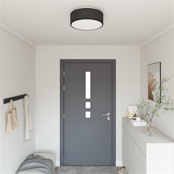 Grote foto vidaxl plafondlamp vlakke montage 38 cm e27 stof zwart huis en inrichting overige