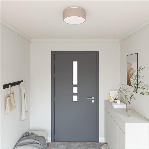 Grote foto vidaxl plafondlamp vlakke montage 30 cm e27 stof taupe huis en inrichting overige