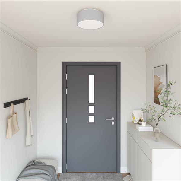 Grote foto vidaxl plafondlamp vlakke montage 30 cm e27 stof grijs huis en inrichting overige