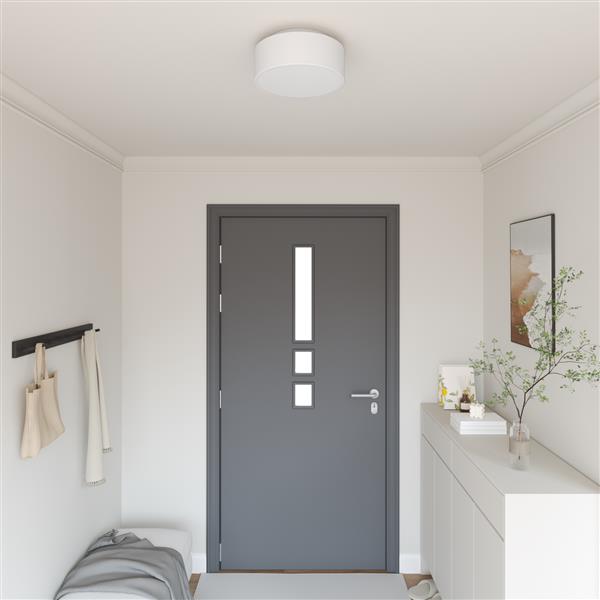 Grote foto vidaxl plafondlamp vlakke montage 30 cm e27 stof wit huis en inrichting overige