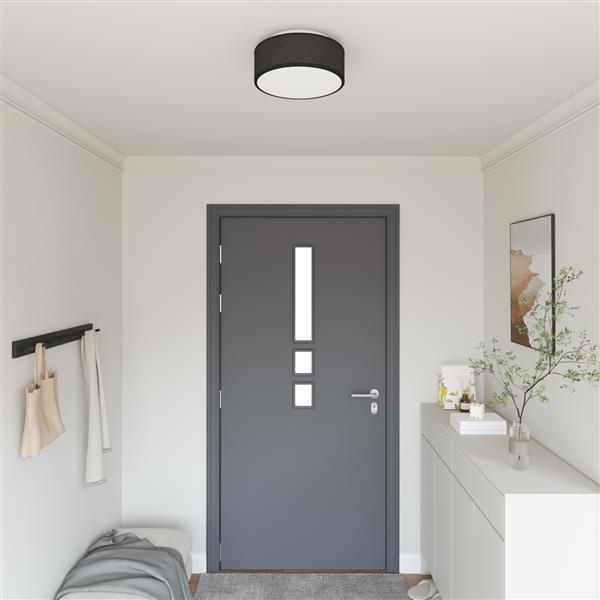 Grote foto vidaxl plafondlamp vlakke montage 30 cm e27 stof zwart huis en inrichting overige