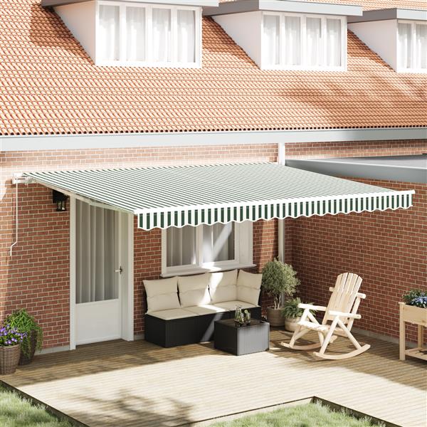 Grote foto vidaxl zonnescherm vervangdoek voor 4.5x3 m frame groen en wit tuin en terras overige tuin en terras