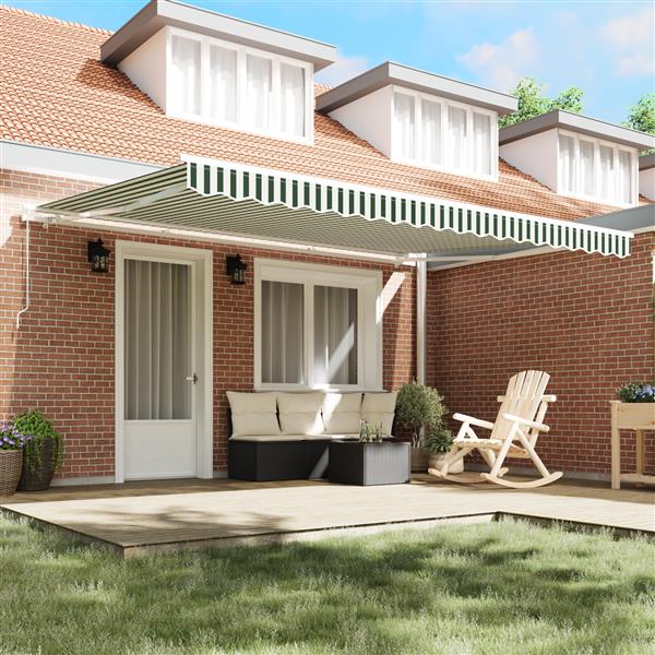 Grote foto vidaxl zonnescherm vervangdoek voor 4.5x3 m frame groen en wit tuin en terras overige tuin en terras