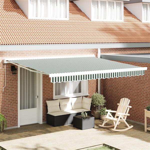 Grote foto vidaxl zonnescherm vervangstof voor 4x3.5 m frame groen en wit tuin en terras overige tuin en terras