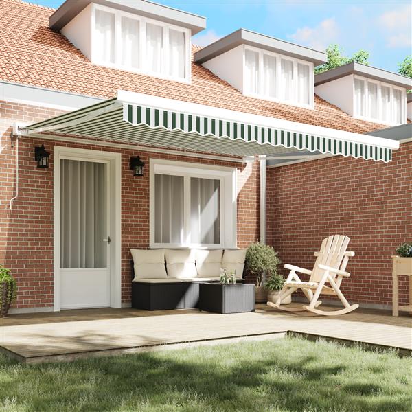Grote foto vidaxl zonnescherm vervangstof voor 4x3.5 m frame groen en wit tuin en terras overige tuin en terras
