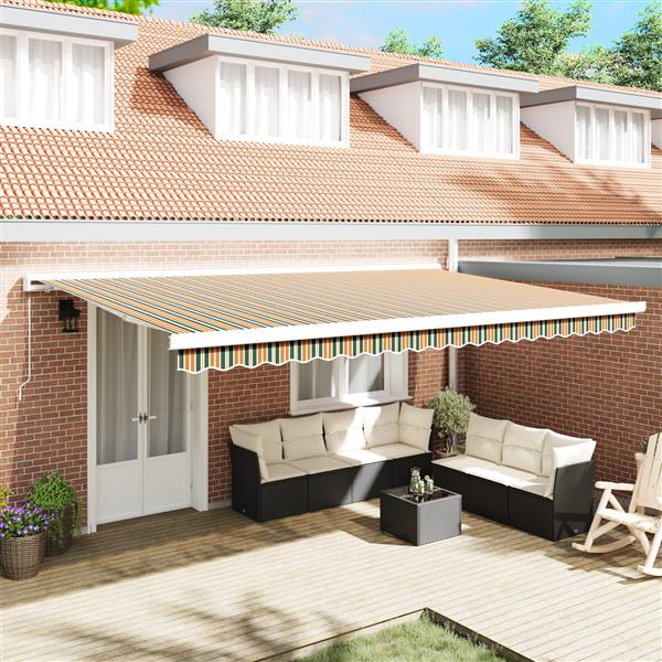 Grote foto vidaxl vervangende stof voor luifel voor 5x3.5 m frame groen en geel tuin en terras overige tuin en terras
