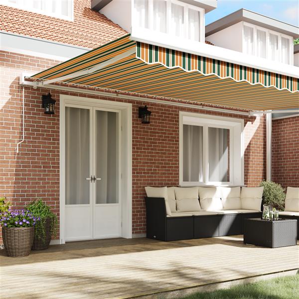 Grote foto vidaxl vervangende stof voor luifel voor 5x3.5 m frame groen en geel tuin en terras overige tuin en terras