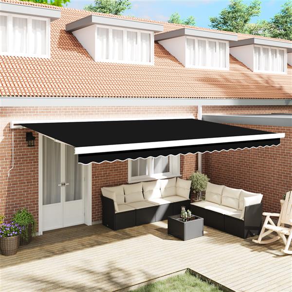 Grote foto vidaxl luifelvervangende stof voor 5x3 m frame zwart tuin en terras overige tuin en terras